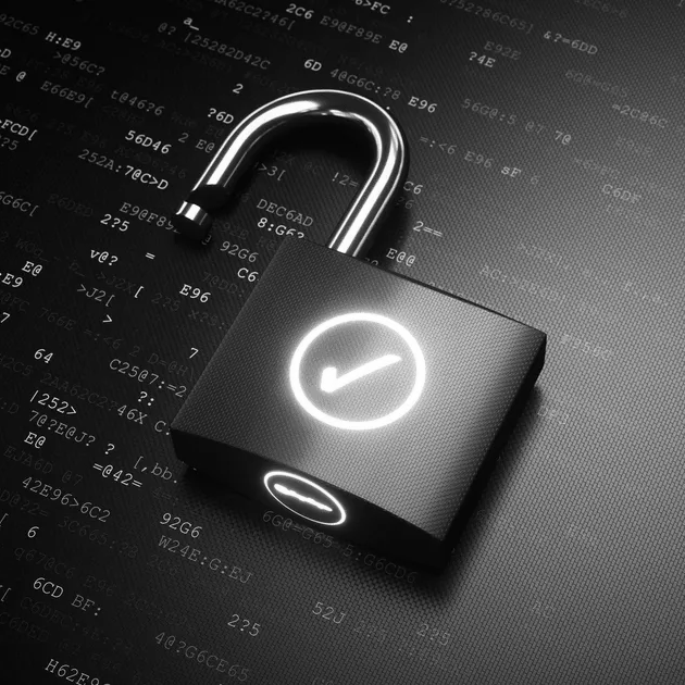 privacyLock_SQ Open padlock with checkmark symbol